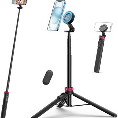 Ulanzi MT-84 Phone Tripod, 61″ Magnetic Selfie Stick Phone Tripod with Remote for iPhone 15/14/13/12 Series, Extendable Cell Phone Tripod Stand, Portable iPhone Holder for Selfie/Photo/Live/Vlog