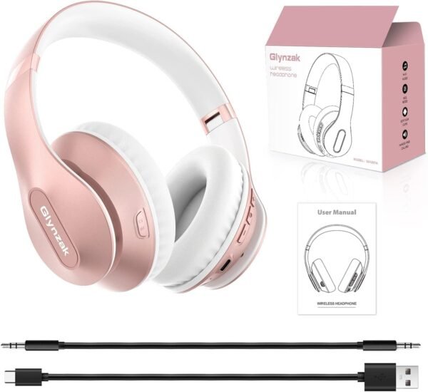 Wireless Bluetooth Headphones Over Ear 65H Playtime HiFi Stereo Headset with Microphone and 6EQ Modes Foldable Bluetooth V5.3 Headphones for Travel Smartphone Computer Laptop Rose Gold - Image 9