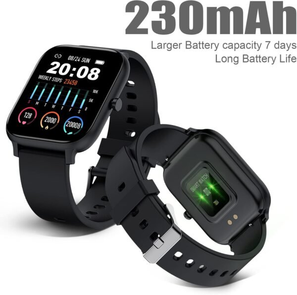 Smart Watch for Men Women Compatible with iPhone Samsung Android Phone 1.83 inch Full Touch Screen IP68 Waterproof Bluetooh Fitness Tracker Heart Rate/Sleep Monitor, Black - Image 7