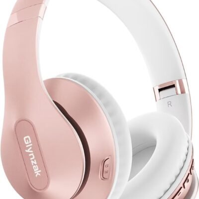 Wireless Bluetooth Headphones Over Ear 65H Playtime HiFi Stereo Headset with Microphone and 6EQ Modes Foldable Bluetooth V5.3 Headphones for Travel Smartphone Computer Laptop Rose Gold