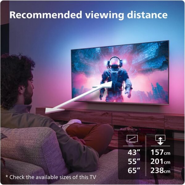 Philips Ambilight 43PUS8109 4K LED Smart TV - 43 Inch Display with Pixel Precise Ultra HD, Titan OS Platform and Dolby Atmos Sound, Works with Alexa and Google Voice Assistant - Satin Chrome - Image 9