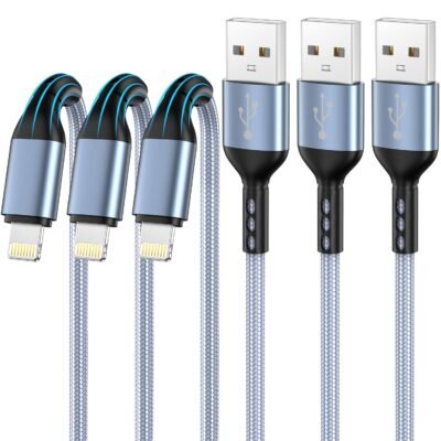 iPhone Charger 3pack 10FT Apple MFi Certified Nylon Braided Lightning Cable Fast Charging Long USB Charging Cable High Speed Transfer Cord for iPhone 14 13/12/11 Pro Max/XS MAX/XR/XS/X/8/7/Plus/6S