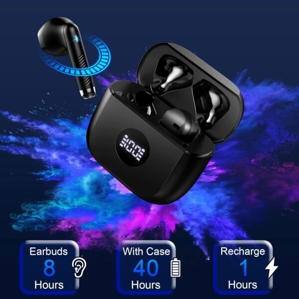 Wireless Earbuds, Bluetooth 5.4 Headphones HiFi Stereo, in Ear Earphones with 4 ENC Noise Cancelling Mics, 40H Playback Ear Buds with Mini Case, IP7 Waterproof Headset with LED Display, USB C Charging - Image 3