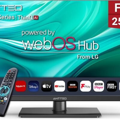 Antteq 25 Inch Smart TV, WebOS FHD TV MagiQ 25″ with ThinQ AI Voice Magic Remote, BBC Freeview Netflix YouTube Airplay WiFi 2024 Black Televisions