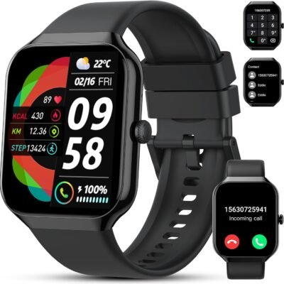 Smart Watch(Answer/Make Call), 2025 New Smartwatch for Men Women, 1.96″ HD Fitness Watch with 110+ Sport Modes, Heart Rate, Sleep Monitor, Pedometer, IP68 Waterproof Activity Tracker for Android iOS