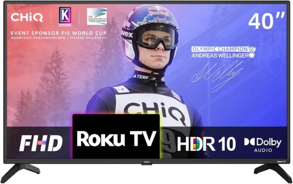 CHiQ ROKU TV L40G5NK, 40 Inch Smart TV, FHD, HDR10, Dolby Audio, Mobile Control, Voice Assistant, BBC, Disney+, 2.4&5G WiFi, USB 2.0, 2023