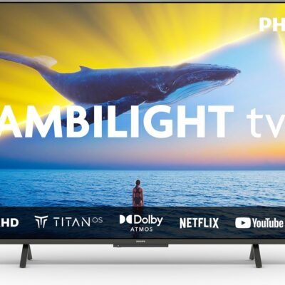 Philips Ambilight 43PUS8109 4K LED Smart TV – 43 Inch Display with Pixel Precise Ultra HD, Titan OS Platform and Dolby Atmos Sound, Works with Alexa and Google Voice Assistant – Satin Chrome